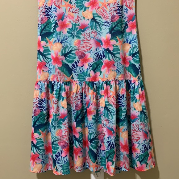 Caribbean Joe Women’s V-Neck Tropical Print Midi Dress-Size L NWT - Picture 6 of 8